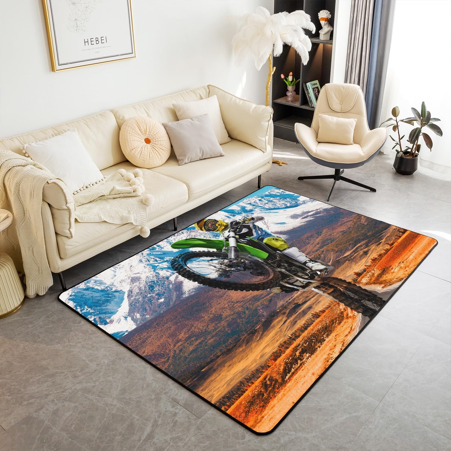 Outdoor Sport Area - Teen Dirt Bike Area Rug for