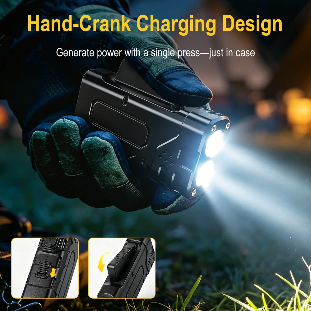 BORUIiT Hand Crank EDC LED Fla - Outdoor Sports Accessories recension och pris